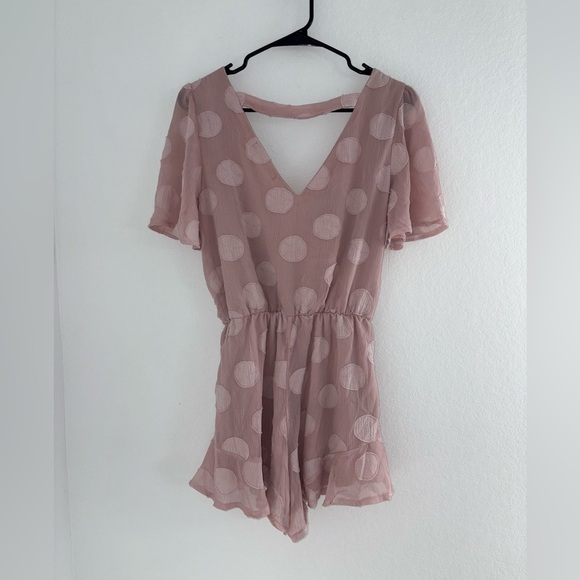 Blush Girly Pink Polka Dot Romper - Picture 8 of 12